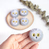 100% Wool needle felt Grey Owl forest animals 3.5 cm - Luxy Kraft