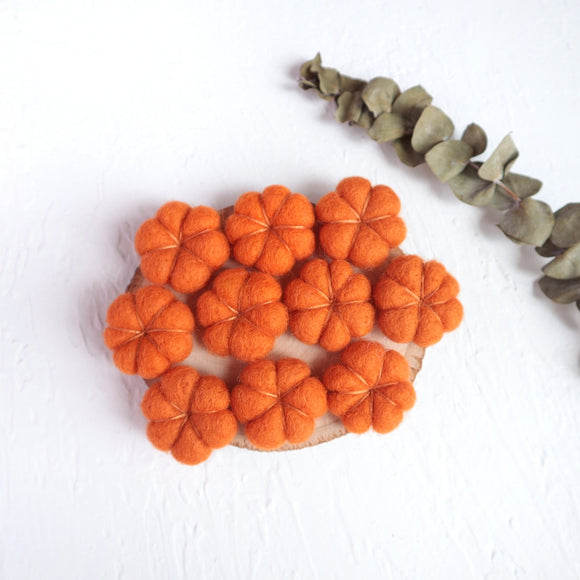 100% Wool needle felt Orange Pumpkin 3.5 cm - Luxy Kraft