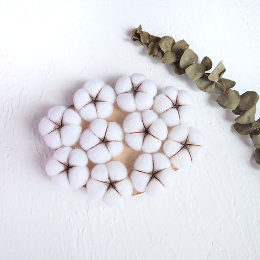 100% Wool needle felt White Cotton 3.5 cm - Luxy Kraft