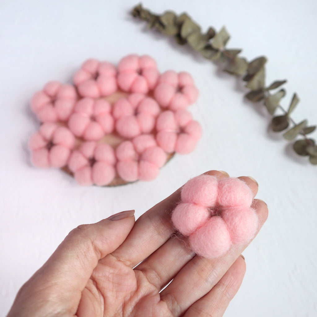 100% Wool needle felt Pink Cotton 3.5 cm - Luxy Kraft