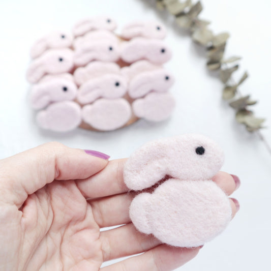 100% Wool needle felt Pale Pink Bunny Rabbit forest animal 4.5 cm 1 pcs - Luxy Kraft