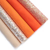 ORANGE SYNTHETIC LEATHER FAUX LEATHER FABRIC AND FELT 20X30 CM 5 PCS SET - Luxy Kraft