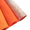 ORANGE SYNTHETIC LEATHER FAUX LEATHER FABRIC AND FELT 20X30 CM 5 PCS SET - Luxy Kraft