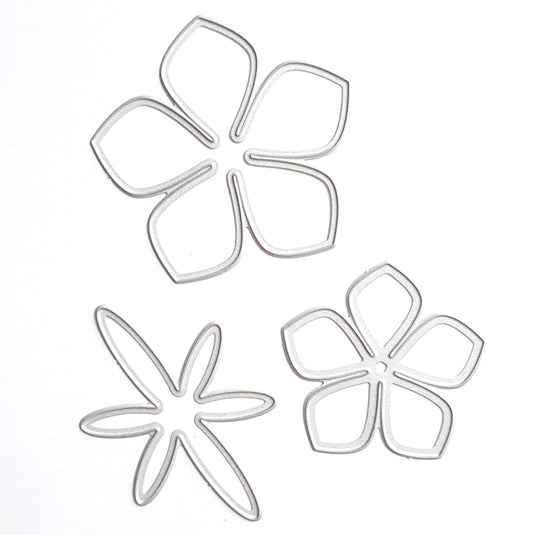 Flower cutting dies 3 pcs set 6.5 cm, 5 cm, 6.5x4.3 cm - Luxy Kraft
