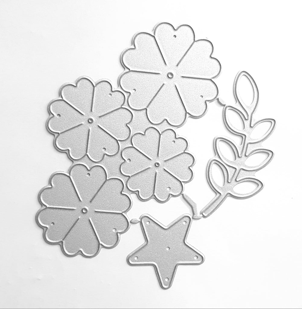 FLOWER LEAF CUTTING DIES 3 PCS SET 10.7X10.5 CM - Luxy Kraft