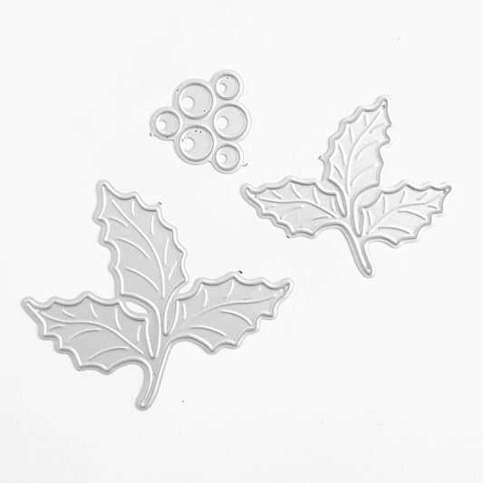 FLOWER CHRISTMAS HOLLY LEAF CUTTING DIES 3 PCS SET - Luxy Kraft