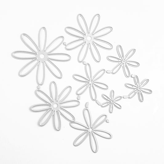DAISY FLOWERS CUTTING DIES SET 8 PCS 10X12 CM - Luxy Kraft