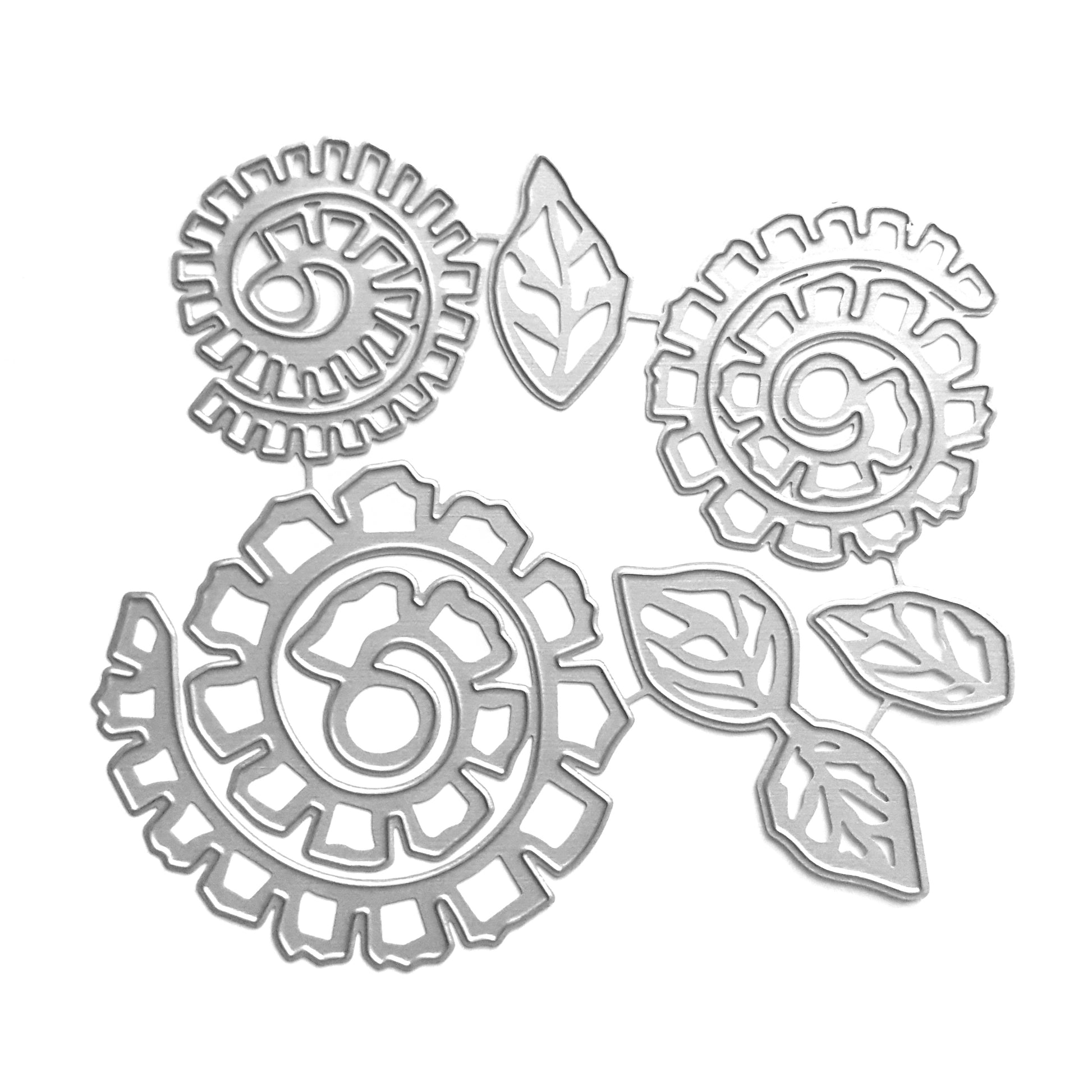 SPIRAL FLOWERS LEAVES CUTTING DIES 6 PCS SET - Luxy Kraft
