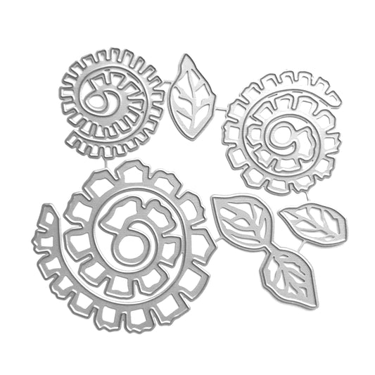 SPIRAL FLOWERS LEAVES CUTTING DIES 6 PCS SET - Luxy Kraft