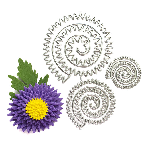 CHRYSANTHEMUM SRIRAL FLOWER CUTTING DIES 3 PARTS - Luxy Kraft