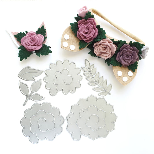 FLOWER SPIRALS LEAVES ROSE CUTTING DIES 6 PCS SET - Luxy Kraft