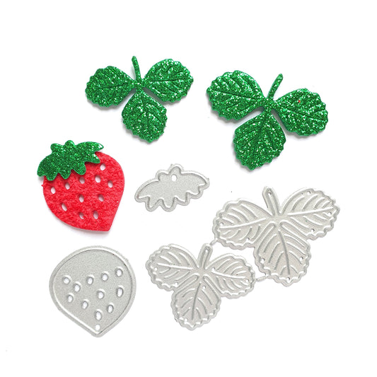 STRAWBERRY LEAVES CUTTING DIES 4 PCS - Luxy Kraft