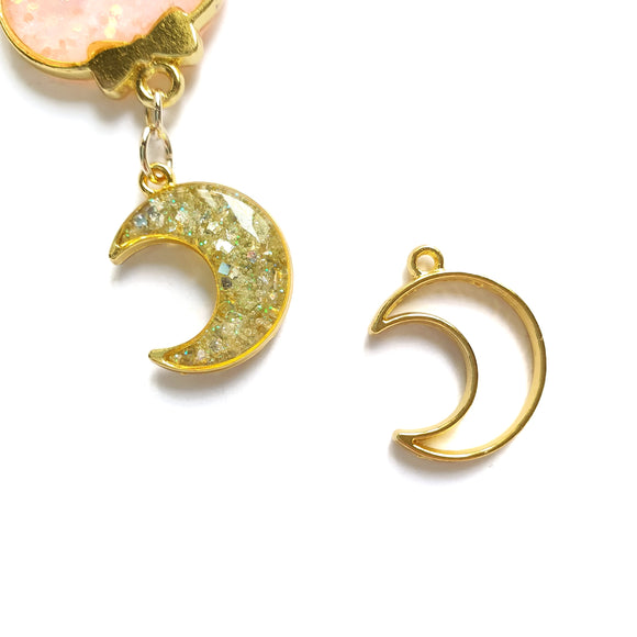 Moon Charms Pendants blanks for resin 10 pcs set - Luxy Kraft
