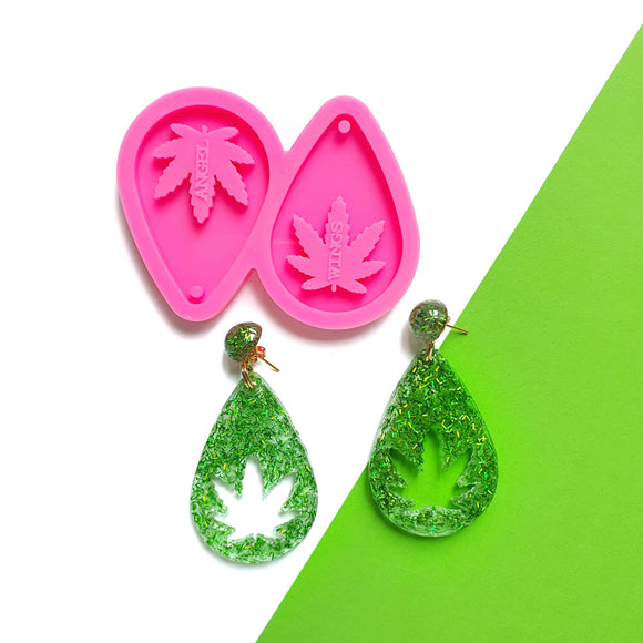 Earring molds Cannabis Marihuana leaf silicone mold for epoxy and resin - Luxy Kraft