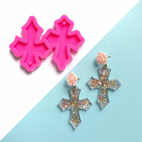 Earring molds Cross silicone mold for epoxy and resin - Luxy Kraft