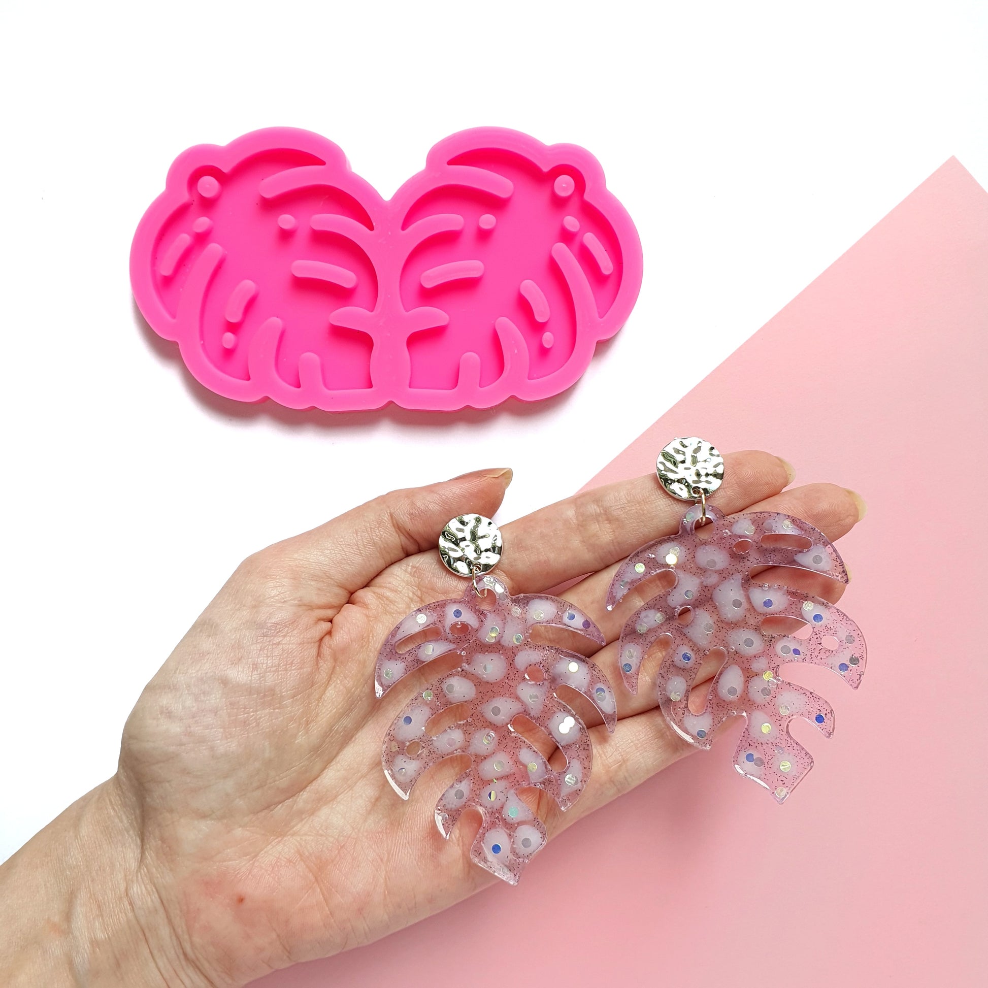 Earring molds "Monstera Leaves" silicone mold for epoxy and resin - Luxy Kraft