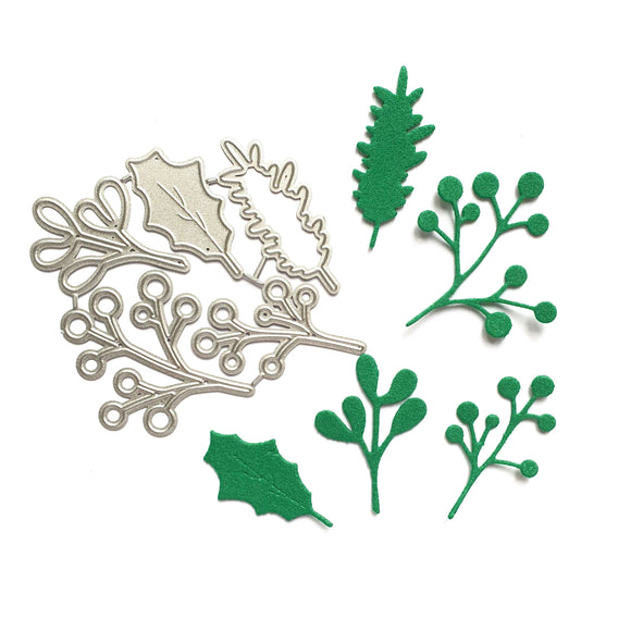 Christmas Leaves Metal Cutting Dies 5 pcs set - Luxy Kraft