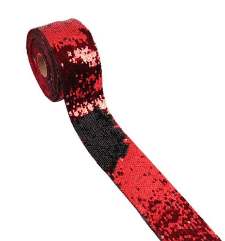 Two colors Reversible Sequin Scales Ribbon 7.5 cm/45 cm - Luxy Kraft