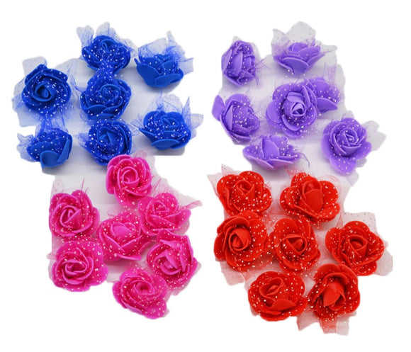 FOAM TULLE ROSE FLOWERS 3.5 CM 50 PCS - Luxy Kraft