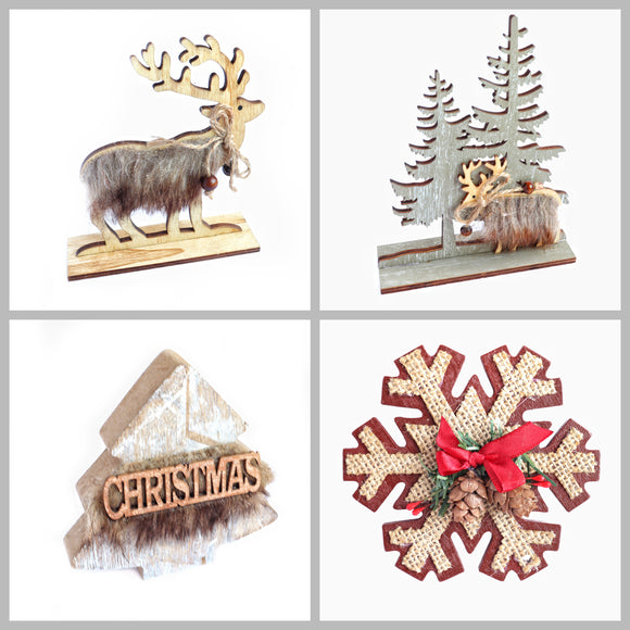 Wood Reindeer, Christmas tree, Snowflake, Christmas Decoration 1 pcs - Luxy Kraft