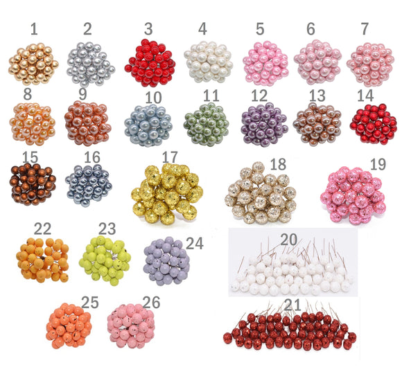 BERRIES STAMEN METALLIC, GLOSSY, GLITTER, MATTE POLKA 50 PCS 12 MM - Luxy Kraft