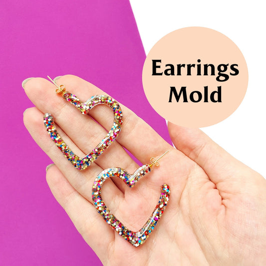 Silicone earrings mould for resin and epoxy 4 design in 1 mold Geometry Heart Star Circle Jewelry mold - Luxy Kraft