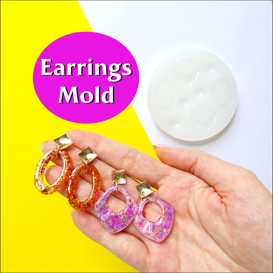 Silicone earrings mold for resin and epoxy 3 designs in 1 mold - Luxy Kraft