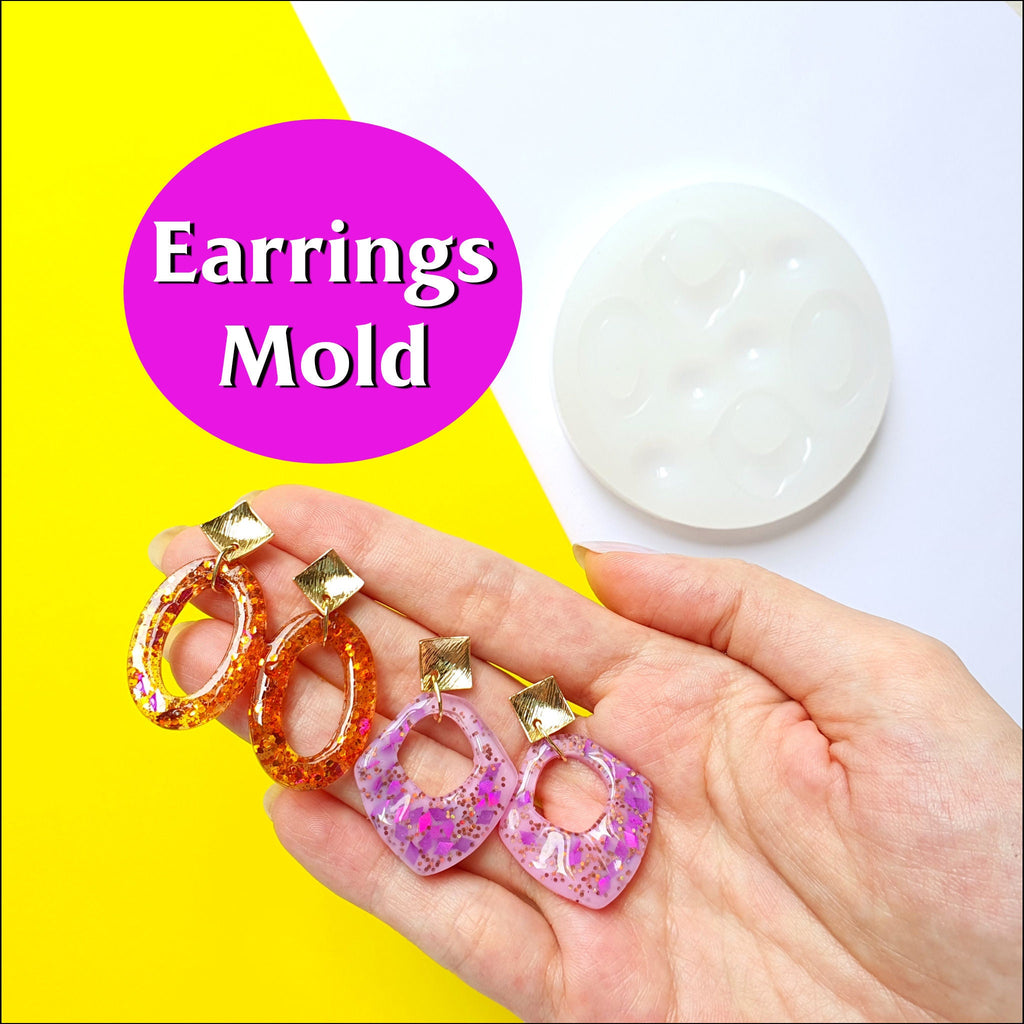 Silicone earrings mold for resin and epoxy 3 designs in 1 mold - Luxy Kraft