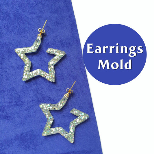 Silicone earrings mold for resin and epoxy 4 design in 1 mold Geometry Star Heart Circle Jewelry mould - Luxy Kraft