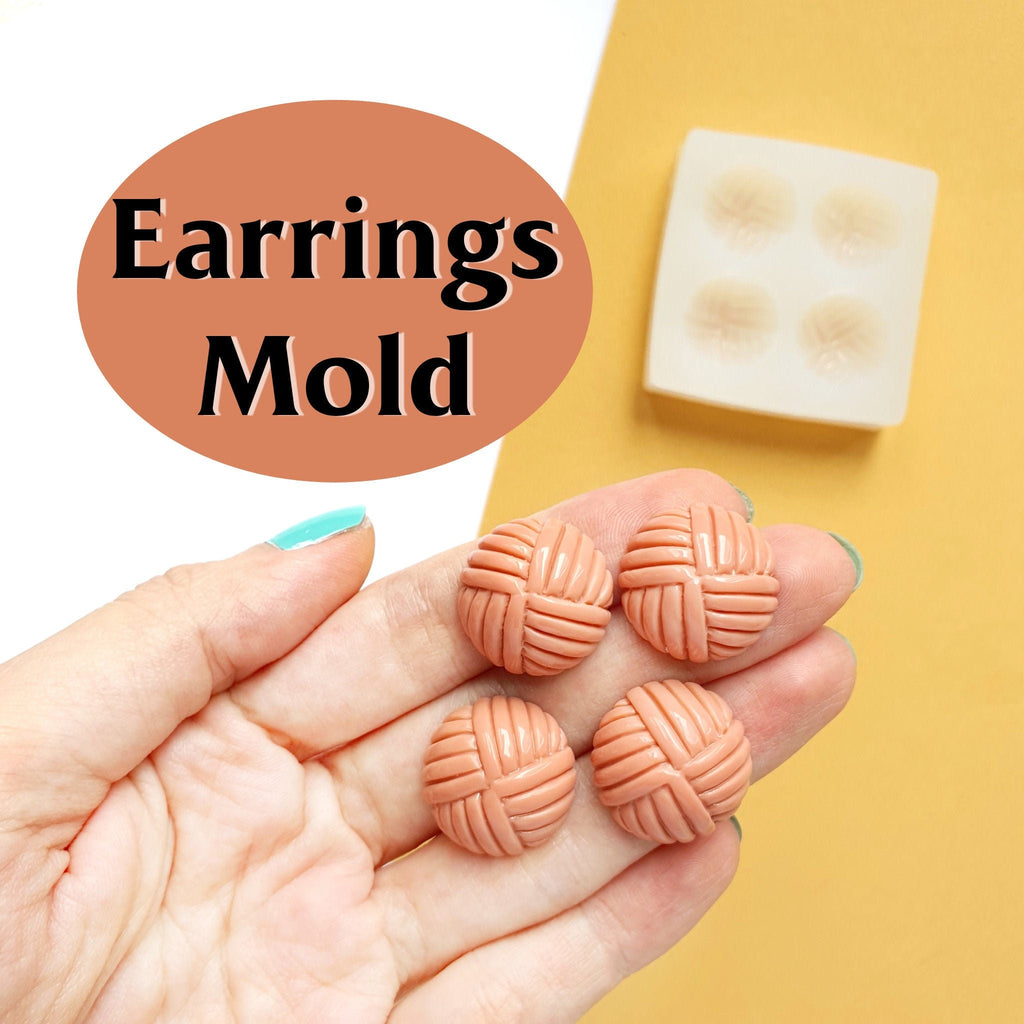 Silicone earrings mold for resin and epoxy for 4 cabochons - Luxy Kraft