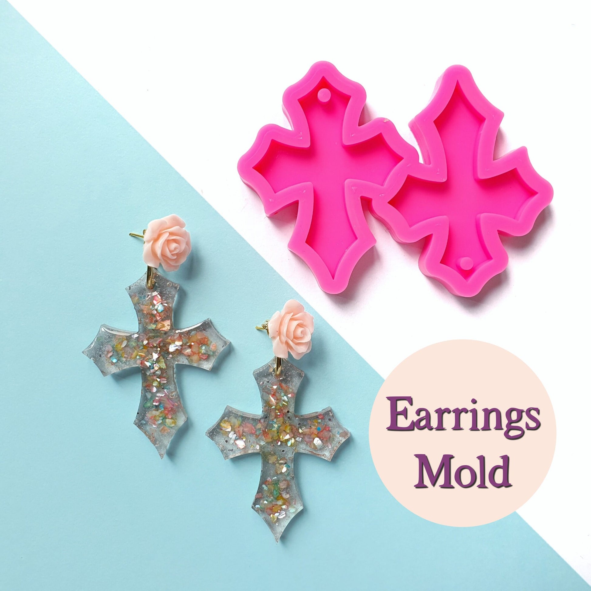 Earrings silicone mold for resin Cross silicone molds for epoxy