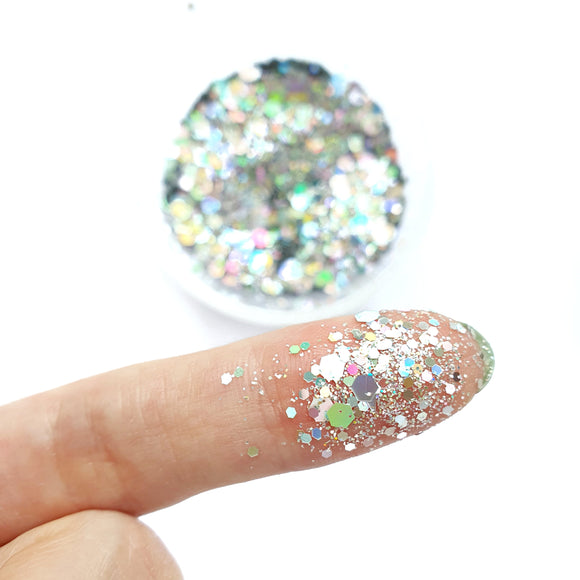 Silver Mix Hologram Chunky glitter for Resin crafts, Glitter for nail art, body, makeup, hair, face