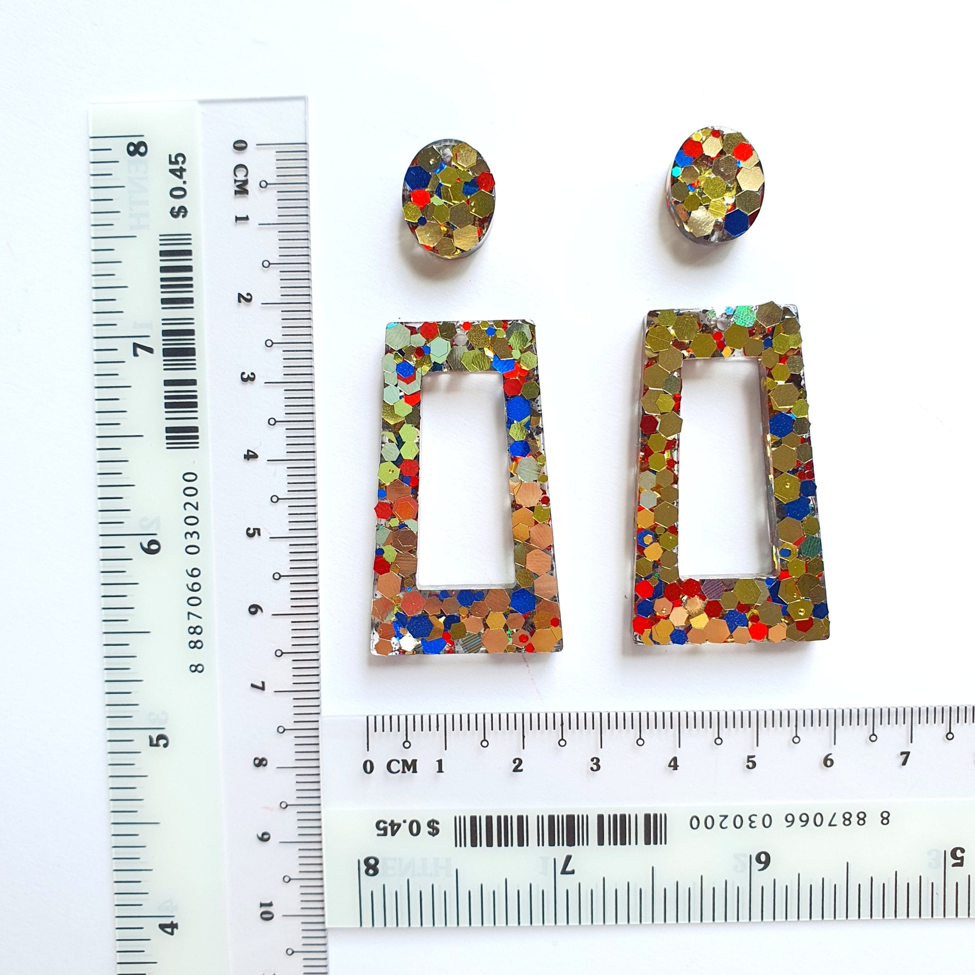 Silicone earrings mold for resin and epoxy "Monstera and Geometry" silicon mould 4 designs in 1 mold - Luxy Kraft