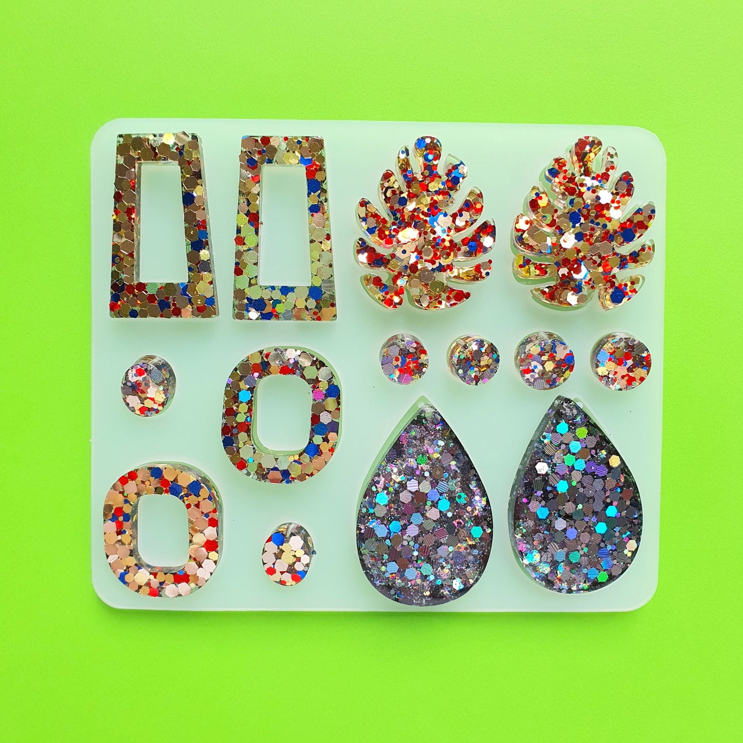 Silicone earrings mold for resin and epoxy Geometry silicon mould 4 designs in 1 mold - Luxy Kraft