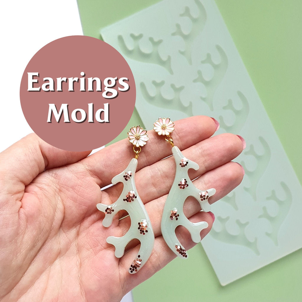 Silicone earrings mold "Reindeer, Elk horns" for resin and epoxy Christmas silicon mould 5 pairs horns - Luxy Kraft