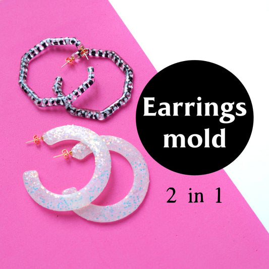 Silicone earrings mould for resin and epoxy 2 design in 1 mold Jewelry mold