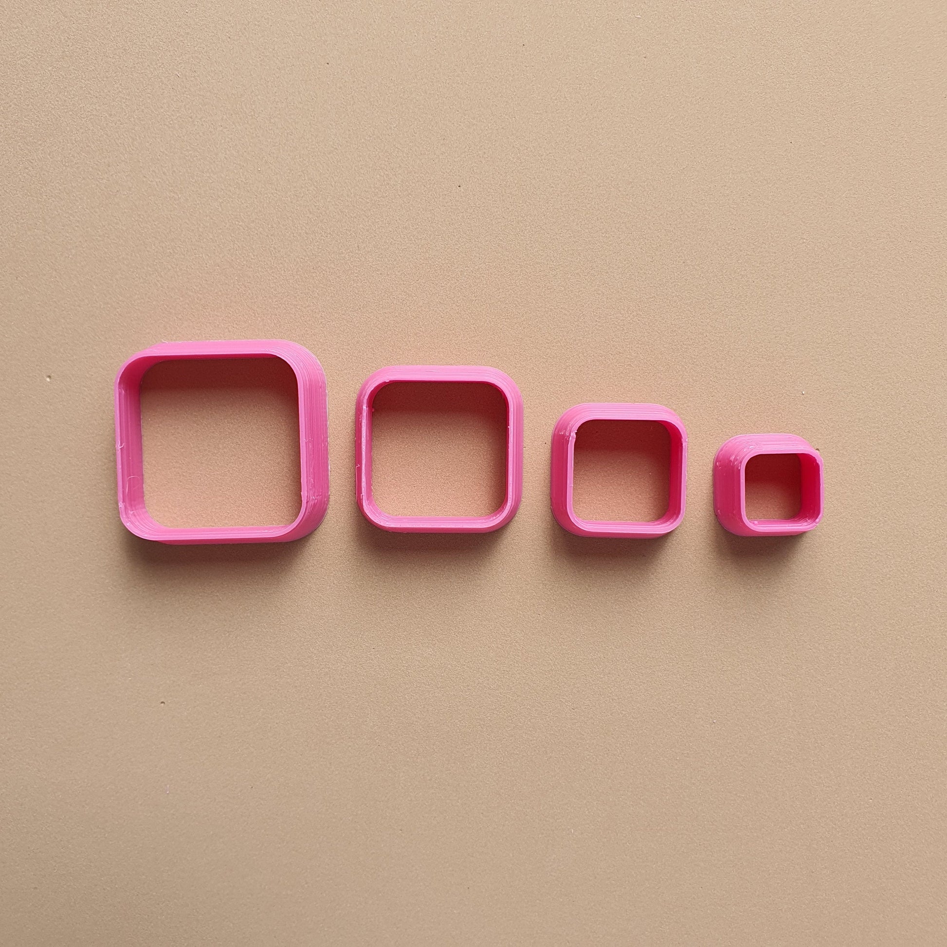 Rounded square Polymer clay 3D cutters Geometry shapes cutter set of 4 pcs - Luxy Kraft