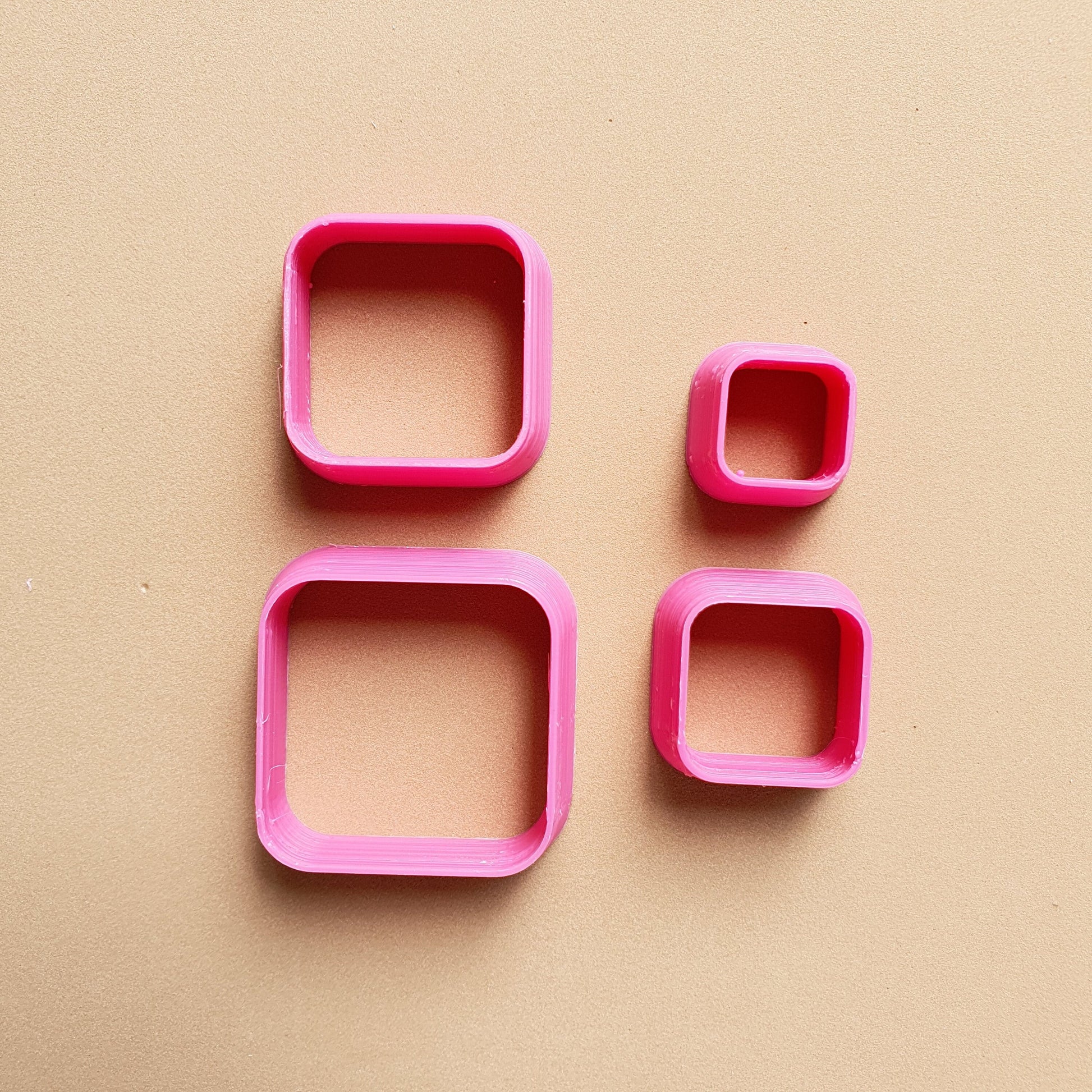 Rounded square Polymer clay 3D cutters Geometry shapes cutter set of 4 pcs