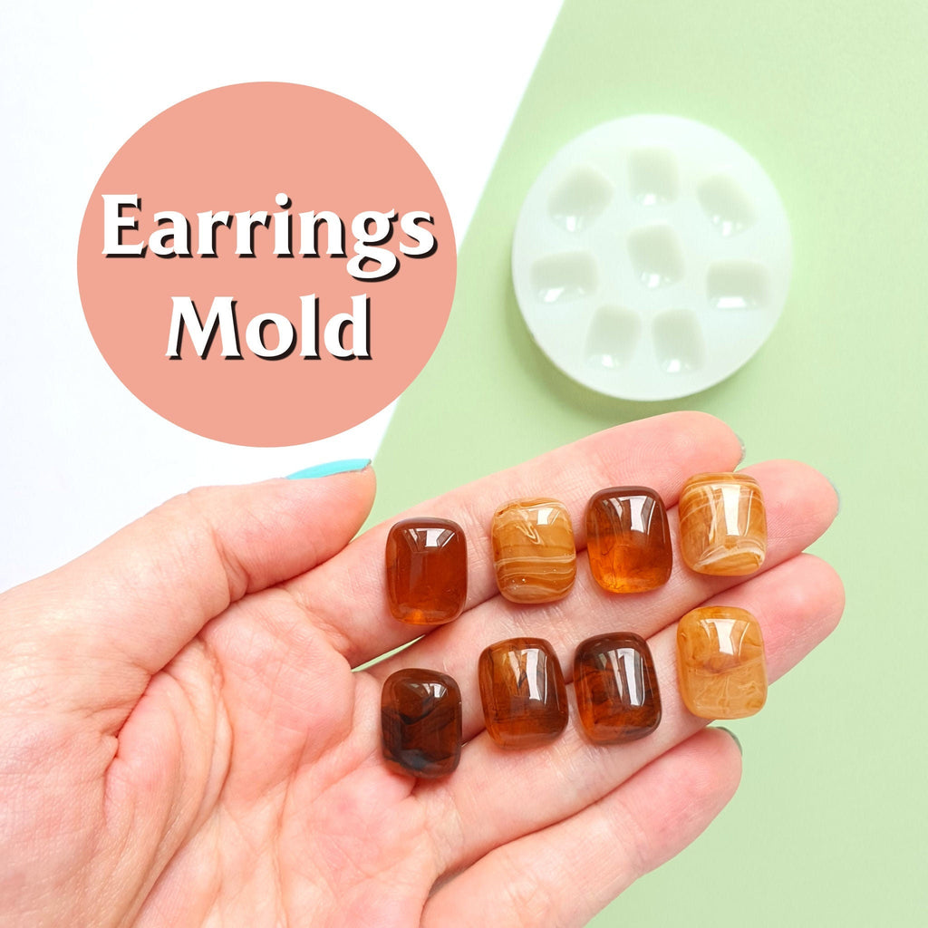 Silicone earrings mold for resin and epoxy for 8 cabochons