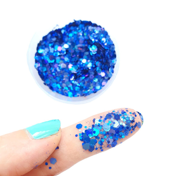 Blue Mix Hologram Chunky glitter for Resin crafts, Glitter for nail art, body, makeup, hair, face