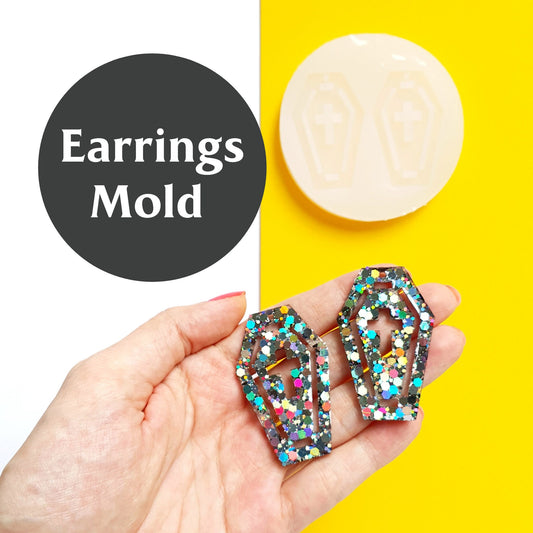 Halloween Silicone earrings mold "Coffin" for resin and epoxy - Luxy Kraft