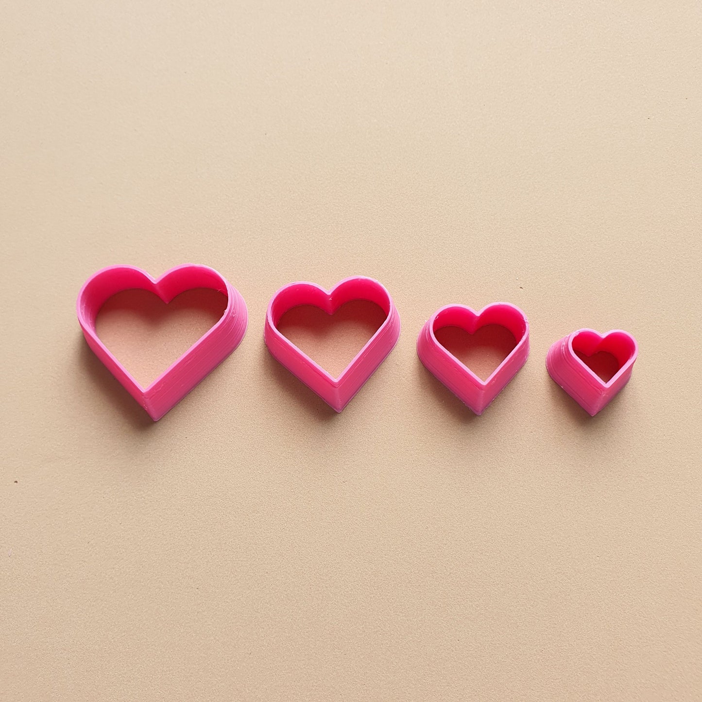 Heart Polymer clay 3D cutters Geometry shapes cutter set of 4 pcs - Luxy Kraft
