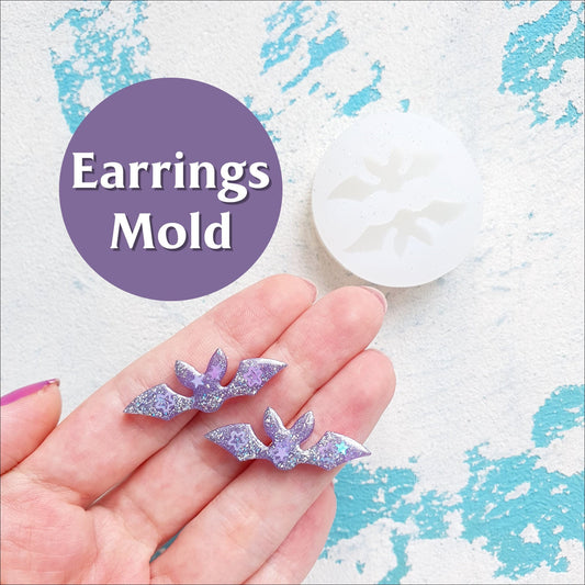 Halloween Silicone earrings mold for resin and epoxy "Bats" mould - Luxy Kraft
