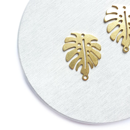 8 pcs Monstera Earrings components Earrings findings DIY jewelry Raw brass charms connectors - Luxy Kraft