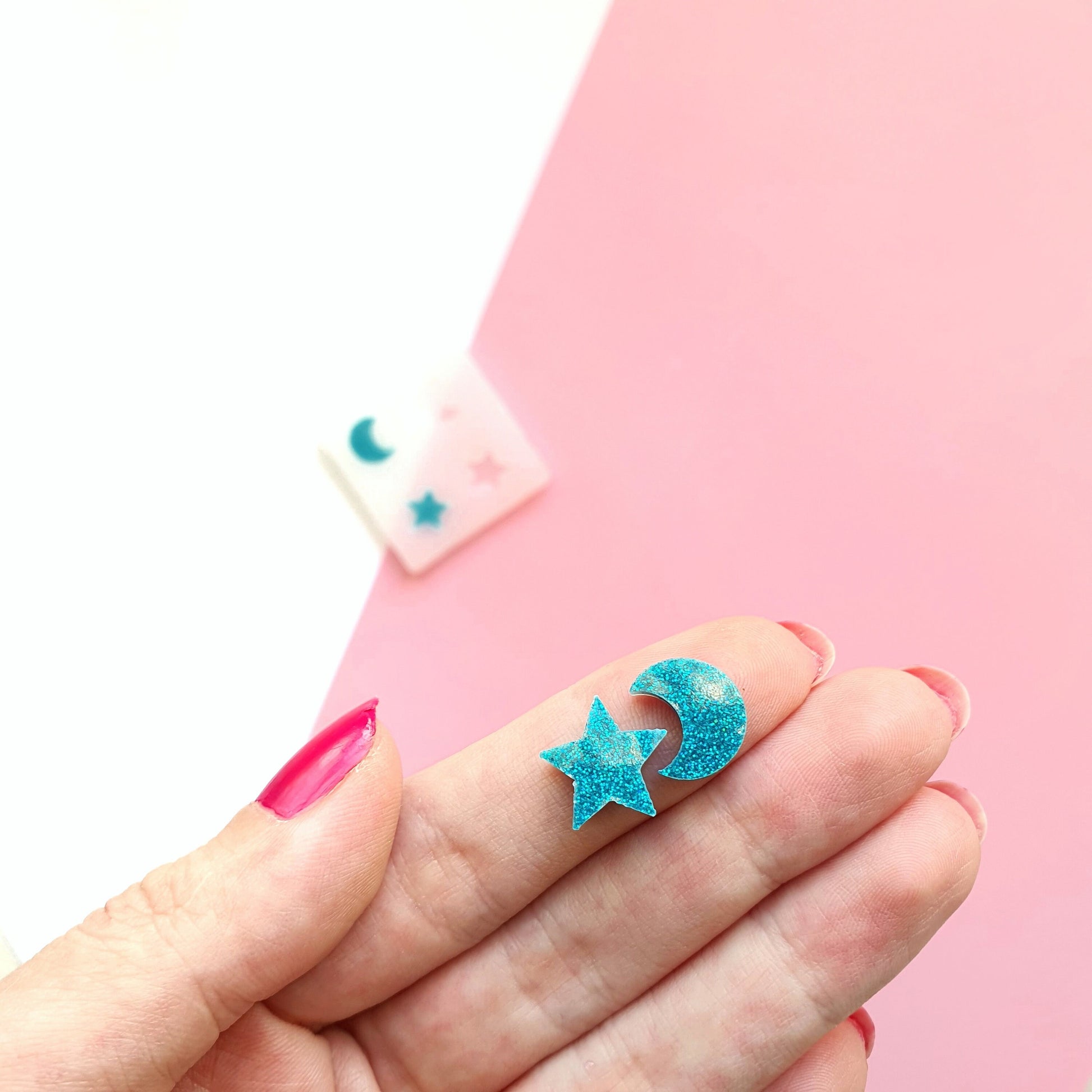 Silicone earrings mold mould for resin and epoxy "Moon and star"