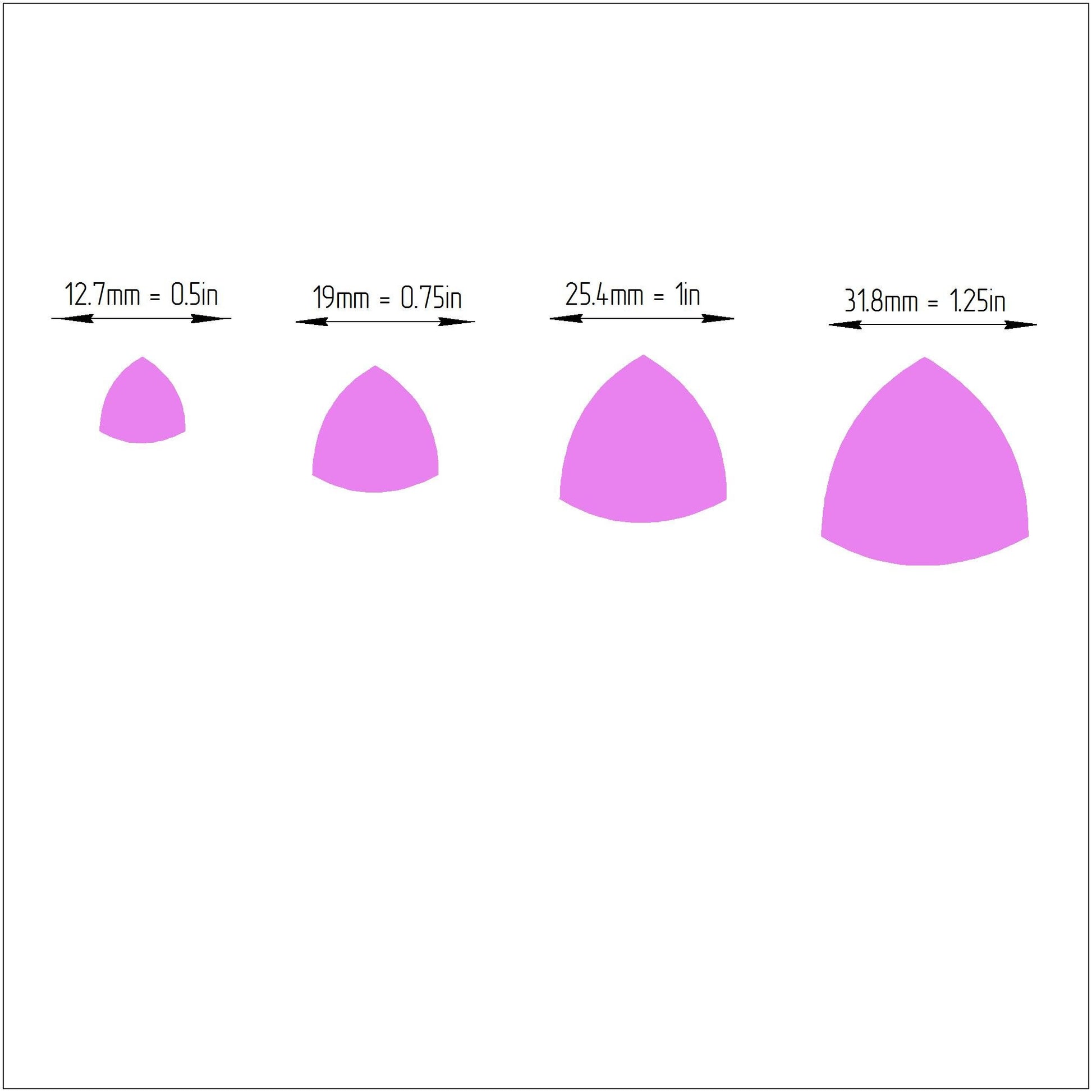 Reuleux triangle Polymer clay 3D cutters Geometry shapes cutter set of 4 pcs