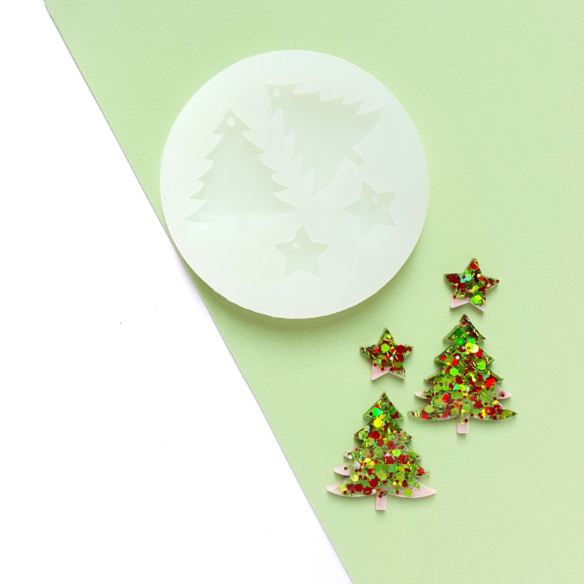 Silicone earrings mold "Christmas" for resin and epoxy mould for jewelry "Christmas tree, Stars"
