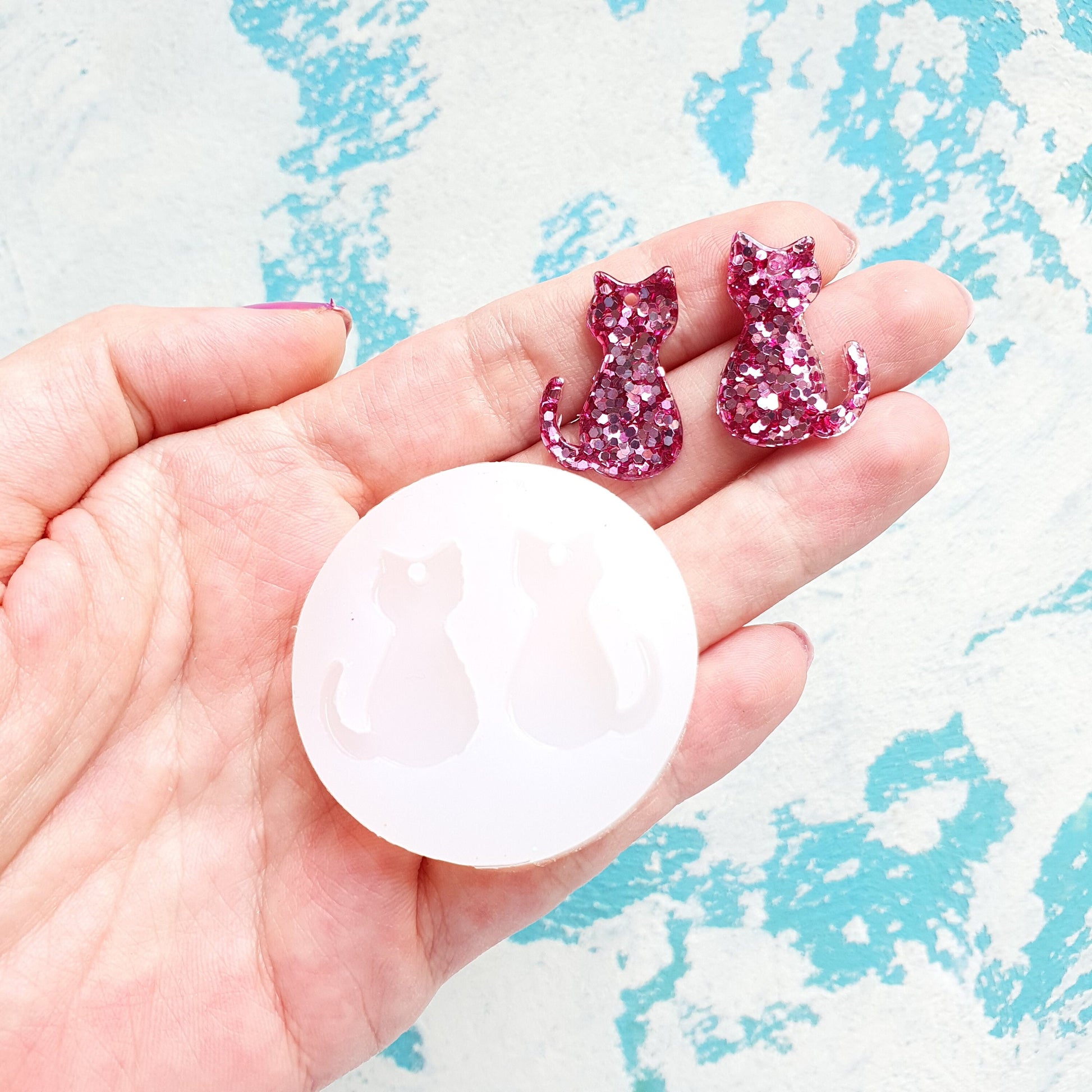 Silicone earrings mold mould for resin and epoxy "Cat"