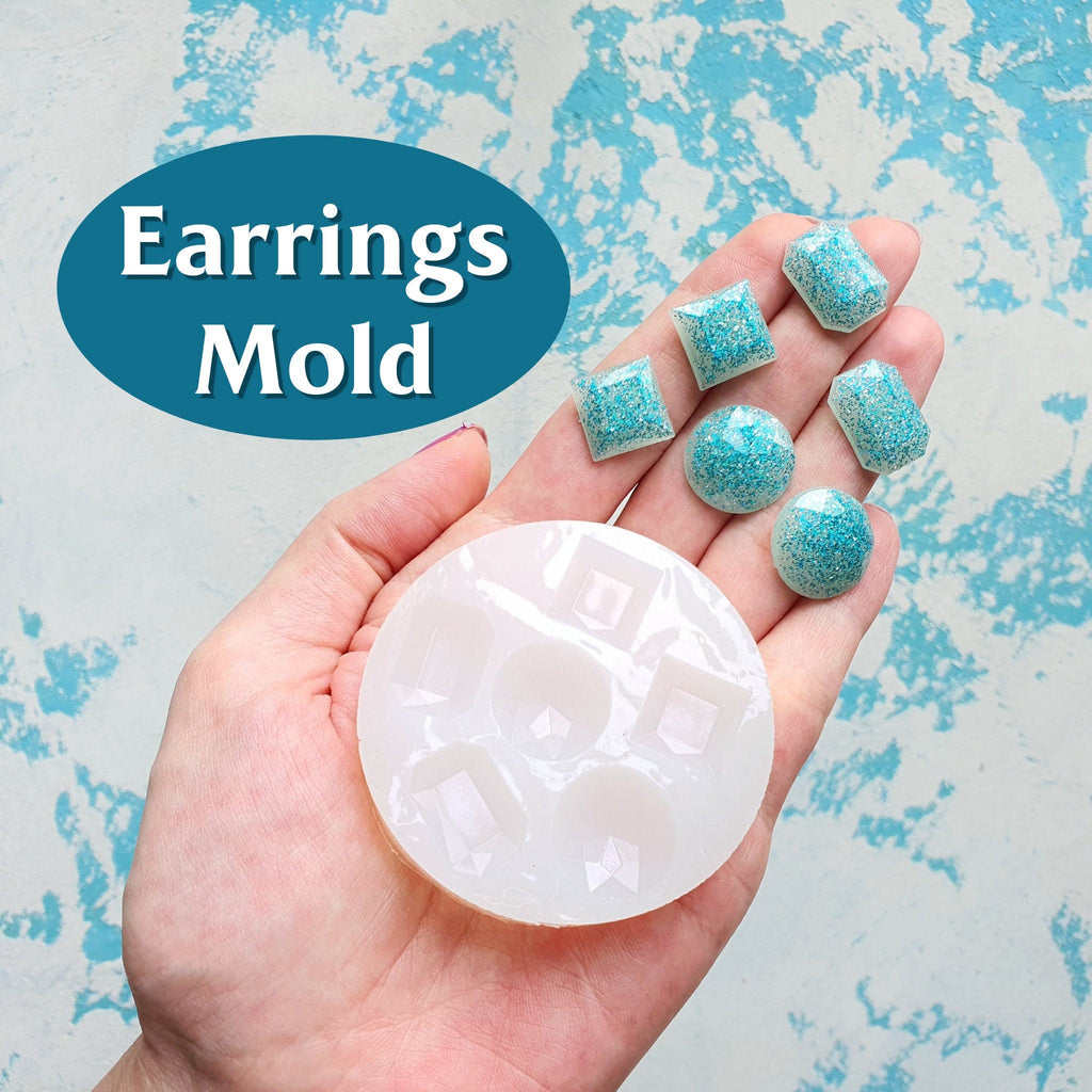 Silicone earrings mold for resin and epoxy for 6 cabochons Mould for Stud earrings - Luxy Kraft