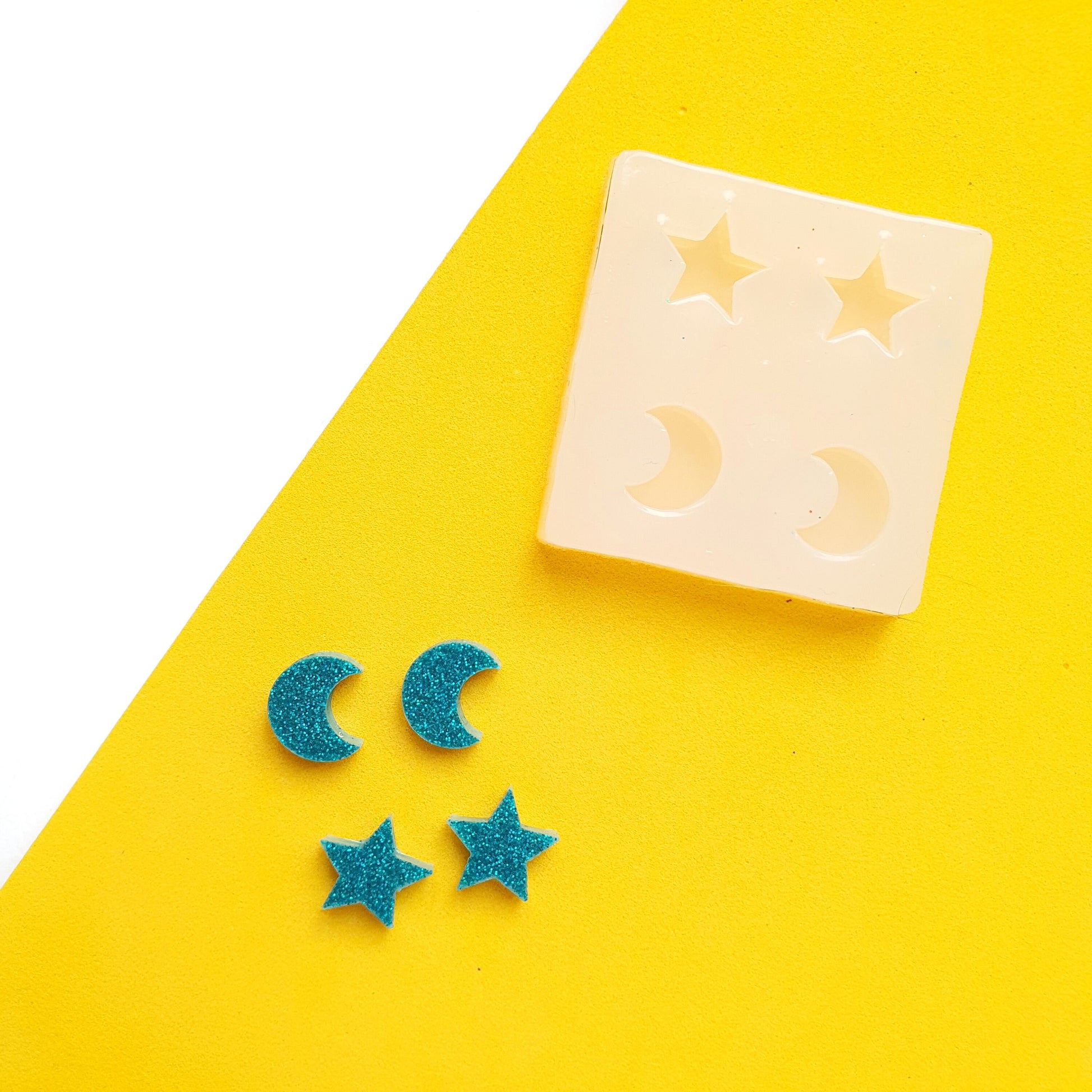 Silicone earrings mold mould for resin and epoxy "Moon and star"